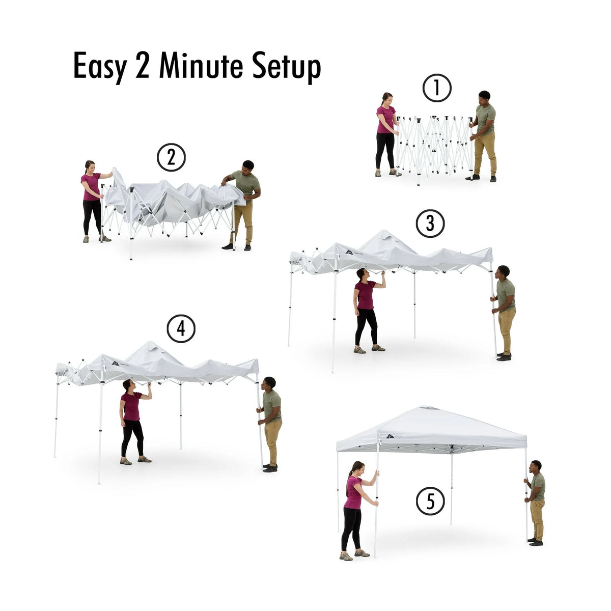 Ozark Trail 10x10 Instant Pop Up Canopy Tent with Simple Push Setup �?Straight Leg Pop-Up Tent for Tailgating, Camping & Events, White