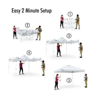 Ozark Trail 10x10 Instant Pop Up Canopy Tent with Simple Push Setup �?Straight Leg Pop-Up Tent for Tailgating, Camping & Events, White