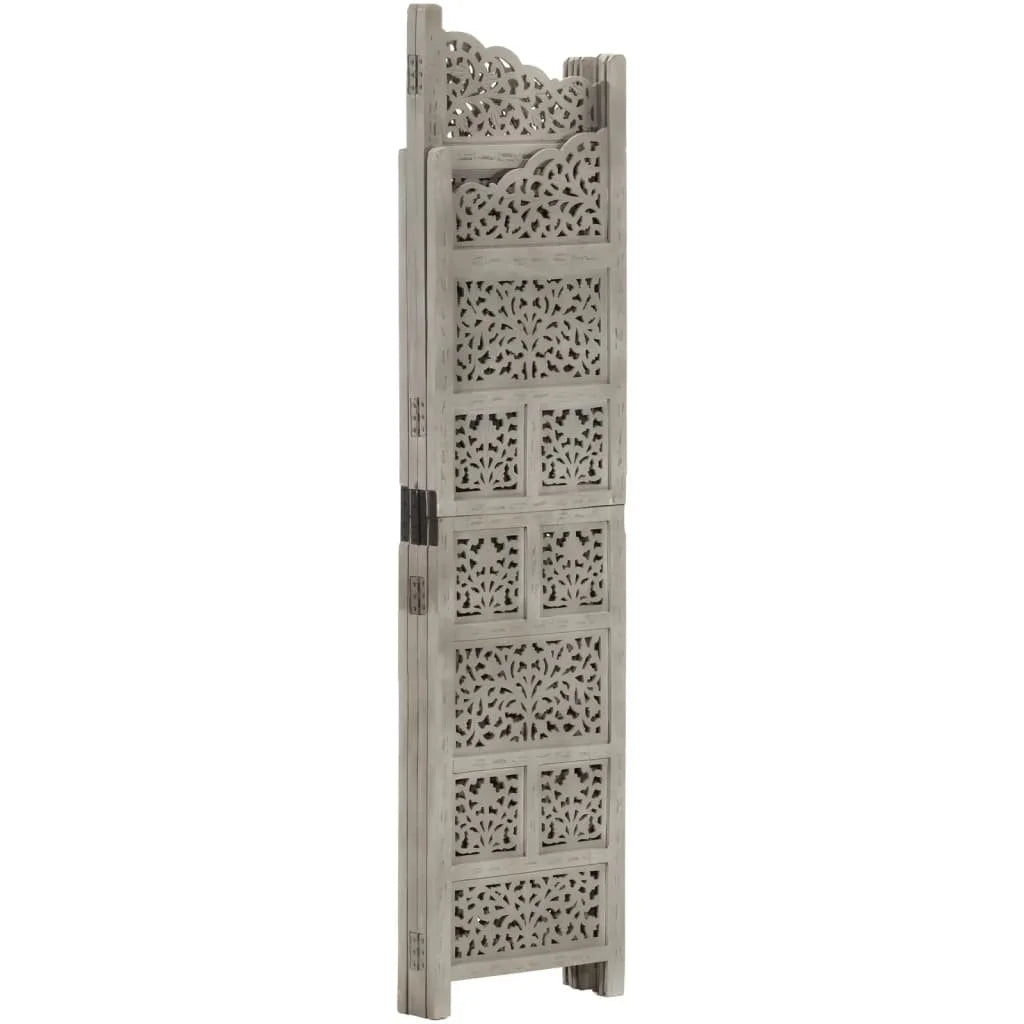 vidaXL Room Divider 4 Panel Folding Privacy Screen for Office Solid Wood Mango