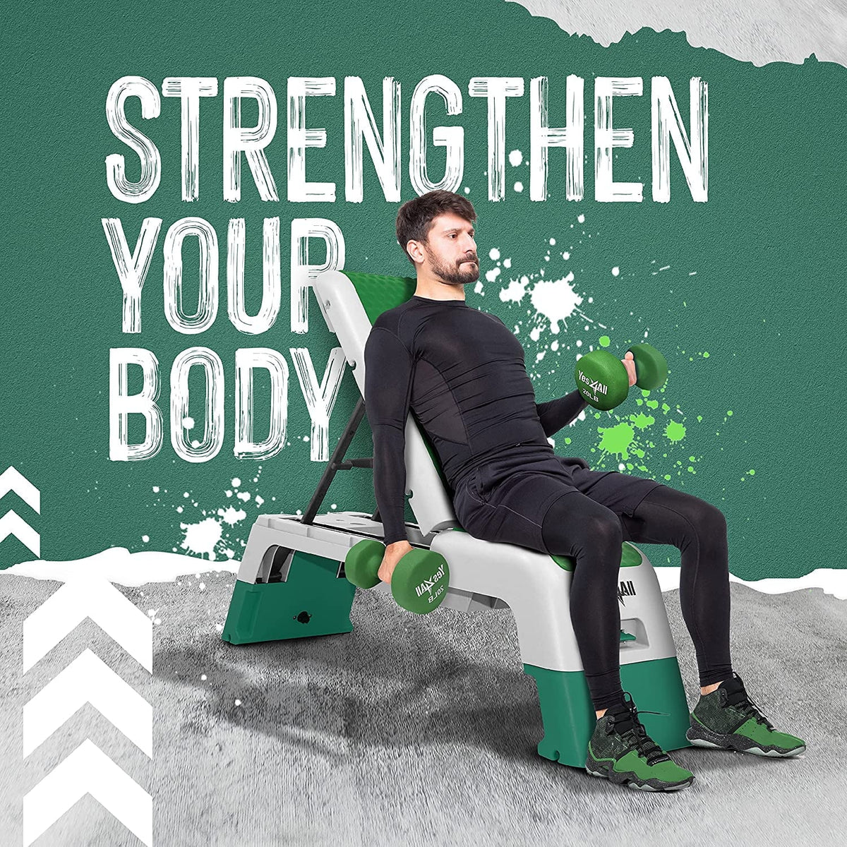 Yes4All Multifunctional Fitness Aerobic Step Platform and Aerobic Deck, Green and White