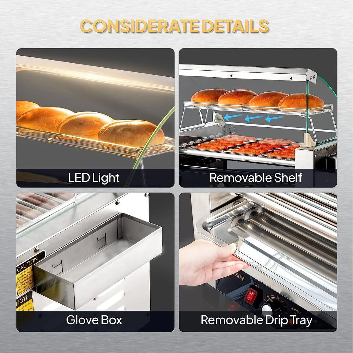 ROVSUN 1050 W 18 Hot Dog Capacity Commercial Hot Dog Roller Grill