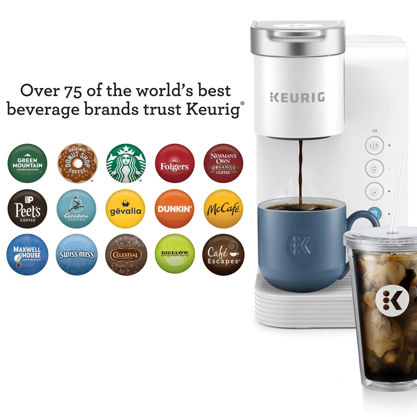Keurig K-Iced Essentials Iced and Hot Single-Serve K-Cup Pod Coffee Maker, White