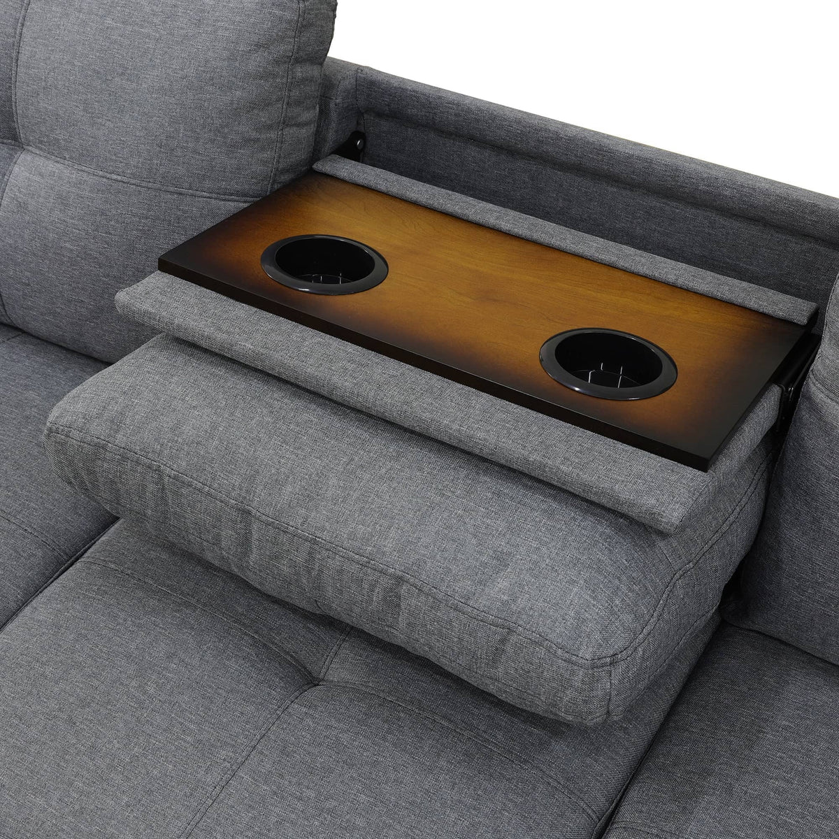 Aukfa 3 Piece Sectional Sofa, Living Room Couch with Storage Ottoman&Cup Holder, Linen, Right Hand, Purple