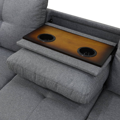 Aukfa 3 Piece Sectional Sofa, Living Room Couch with Storage Ottoman&Cup Holder, Linen, Right Hand, Purple