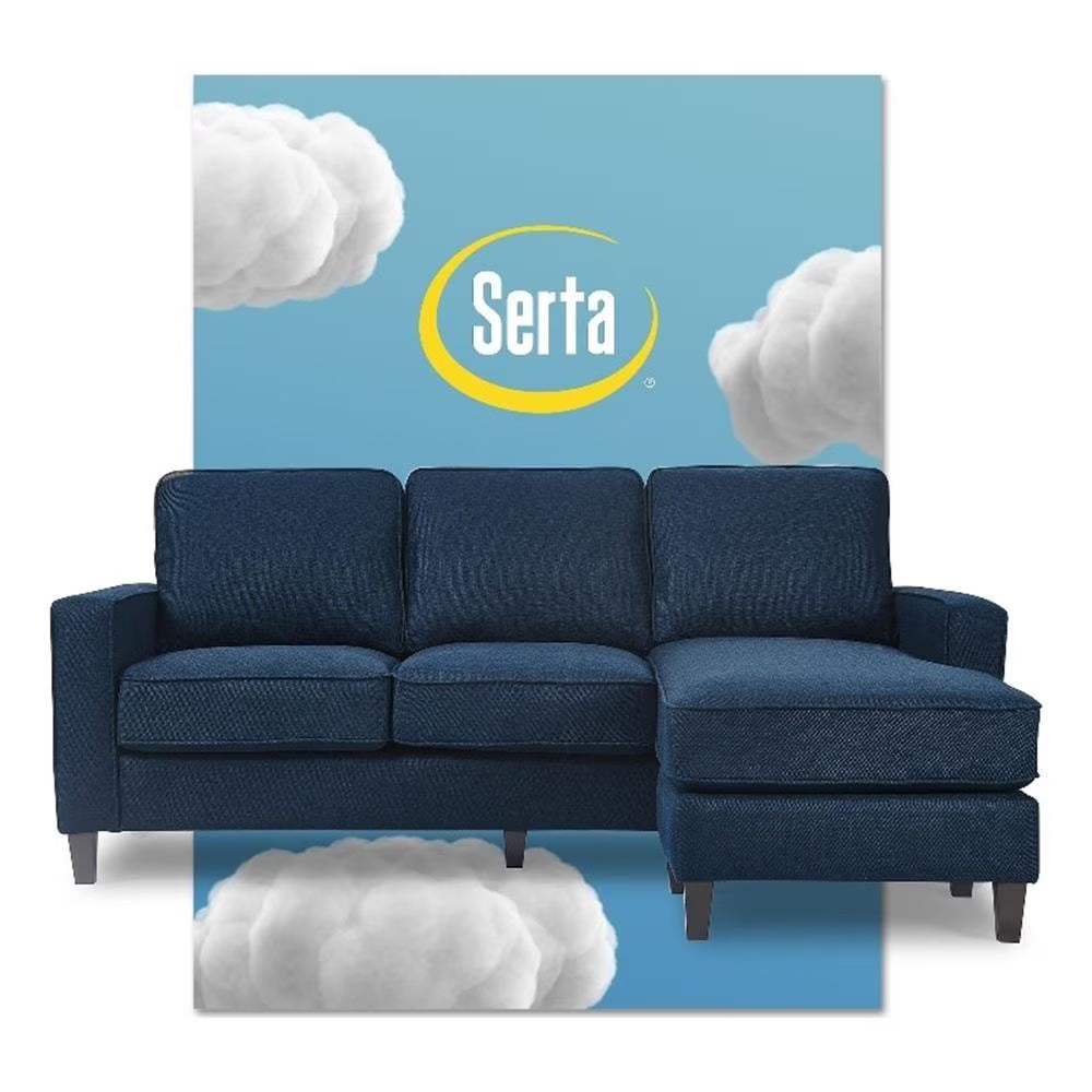 Serta Harmon Square Arm Sectional Navy Blue