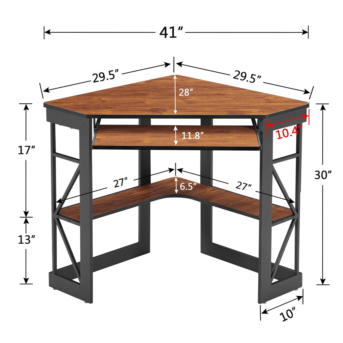 Brown Triangle Corner Desk, Office/Computer/Writing Desk for Student Apartments