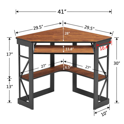 Brown Triangle Corner Desk, Office/Computer/Writing Desk for Student Apartments