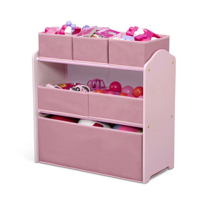 Delta Children 4-Piece Toddler Playroom Set �C Includes Play Table, 2 Chairs and 6 Bin Toy Organizer with Reusable Vinyl Cling Stickers, Light Pink/Dark Pink