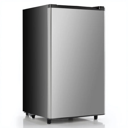 TINKLE WELL 3.2 Cu Ft Mini Fridge with Freezer, Compact Single Door Refrigerator, Energy Efficient, Low Noise, Adjustable Thermostat for Bedroom, Dorm, Office, silver