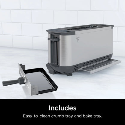 Ninja? Foodi? 2-in-1 Flip Toaster, 2-Slice Toaster, Compact Toaster Oven, Snack Maker, 1500 Watts, ST100
