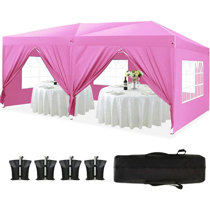 10'x20' Pop Up Canopy Tent with 6 Removable Sidewalls & Portable Rolling Bag �?Waterproof UPF 50+ Shade for Parties, Beach, Weddings & Camping