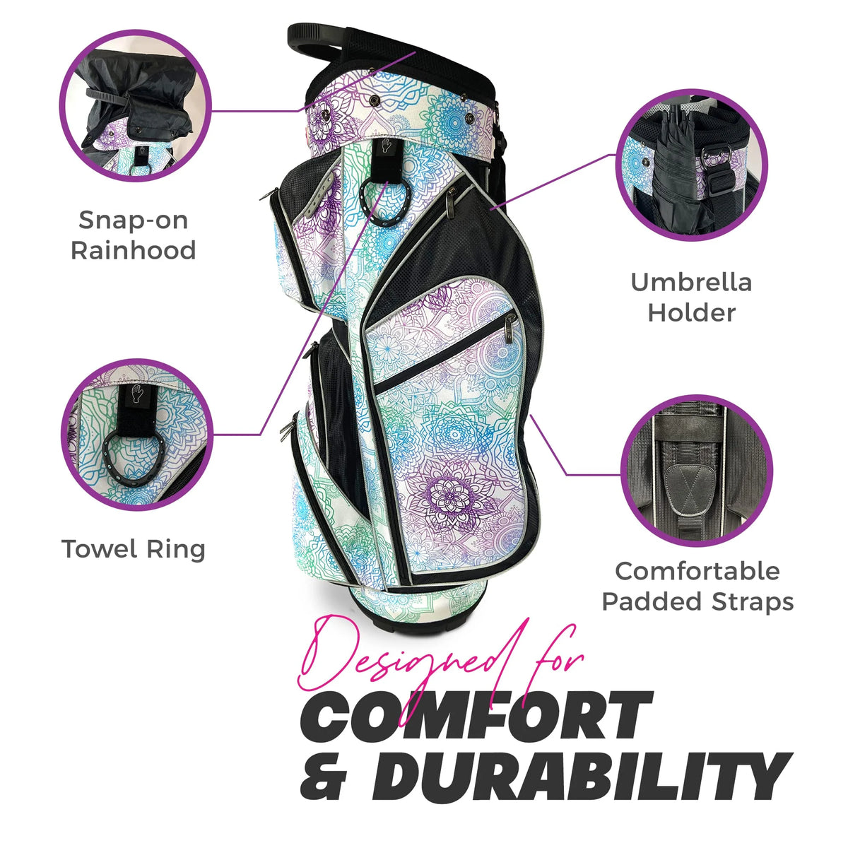 Womens Golf - Taboo Fashions 14 Way Lightweight Ladies Cart Bag (Posh Pink)