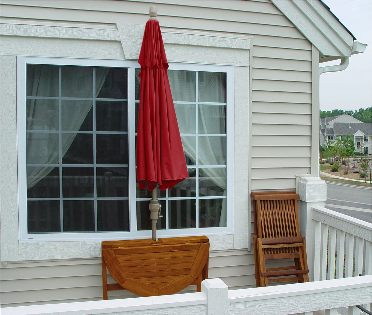OFF-THE-WALL BRELLA Sunbrella Half Umbrella, 9'-Width, Teak Canopy