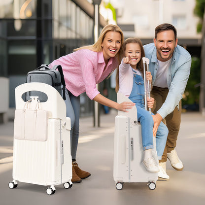 Fridtrip 20 Inch Carry On TSA Lock Luggage with for Kids& Adult,Lockable Spinner Wheels Free Luggage Cover and Safety Seatbelt Travel Suitcase