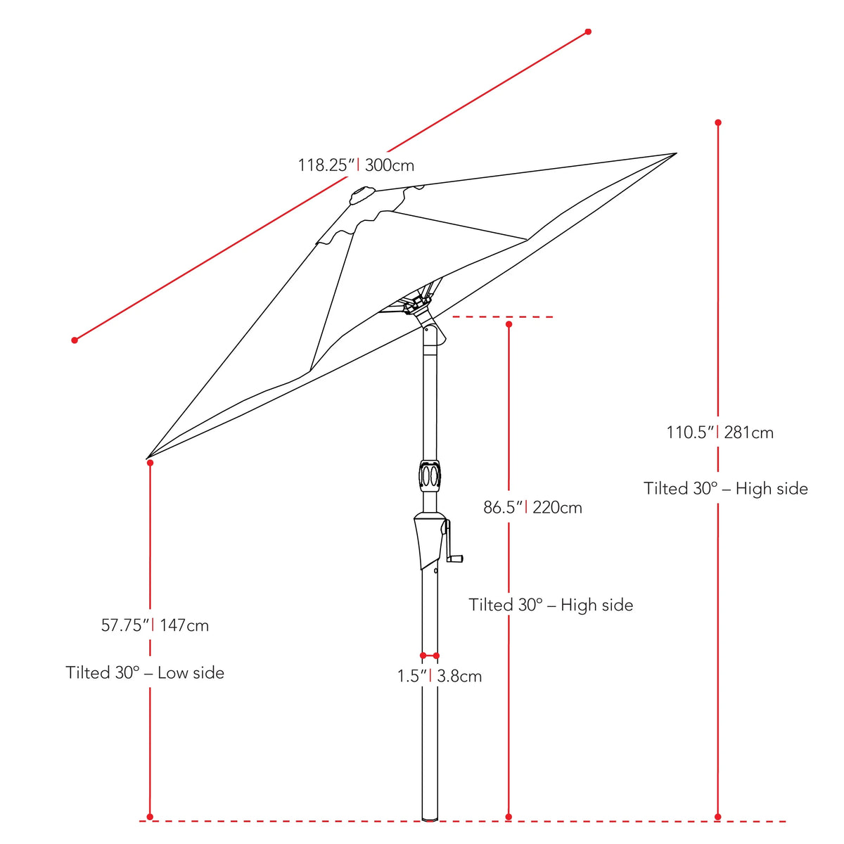 CorLiving 10 Foot Wind Resistant Patio Umbrella, Outdoor Parasol with Crank Tilt, Round Market Umbrella for Patio, Umbrella with Crank, Tilt Umbrella, Outdoor Umbrella, Turquoise