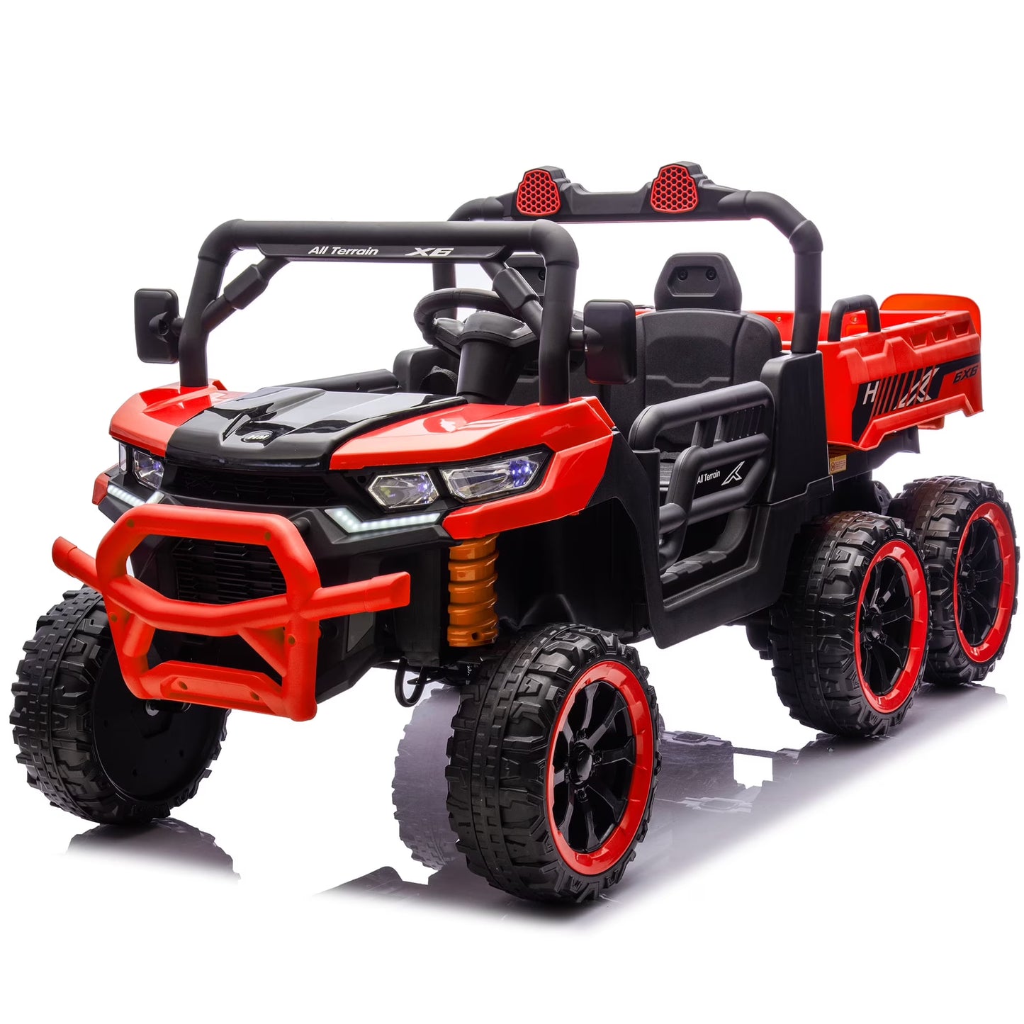 Xuanlur 24V 2 Seater Kids Ride on Car Truck, Ride on UTV W/ 2x200W Motor, 24 Volt Ride on Toys W/ Dump Bed/Shovel, Electric Car for Kids W/ Durable Tires, LED Light, Music, Remote Control, Black