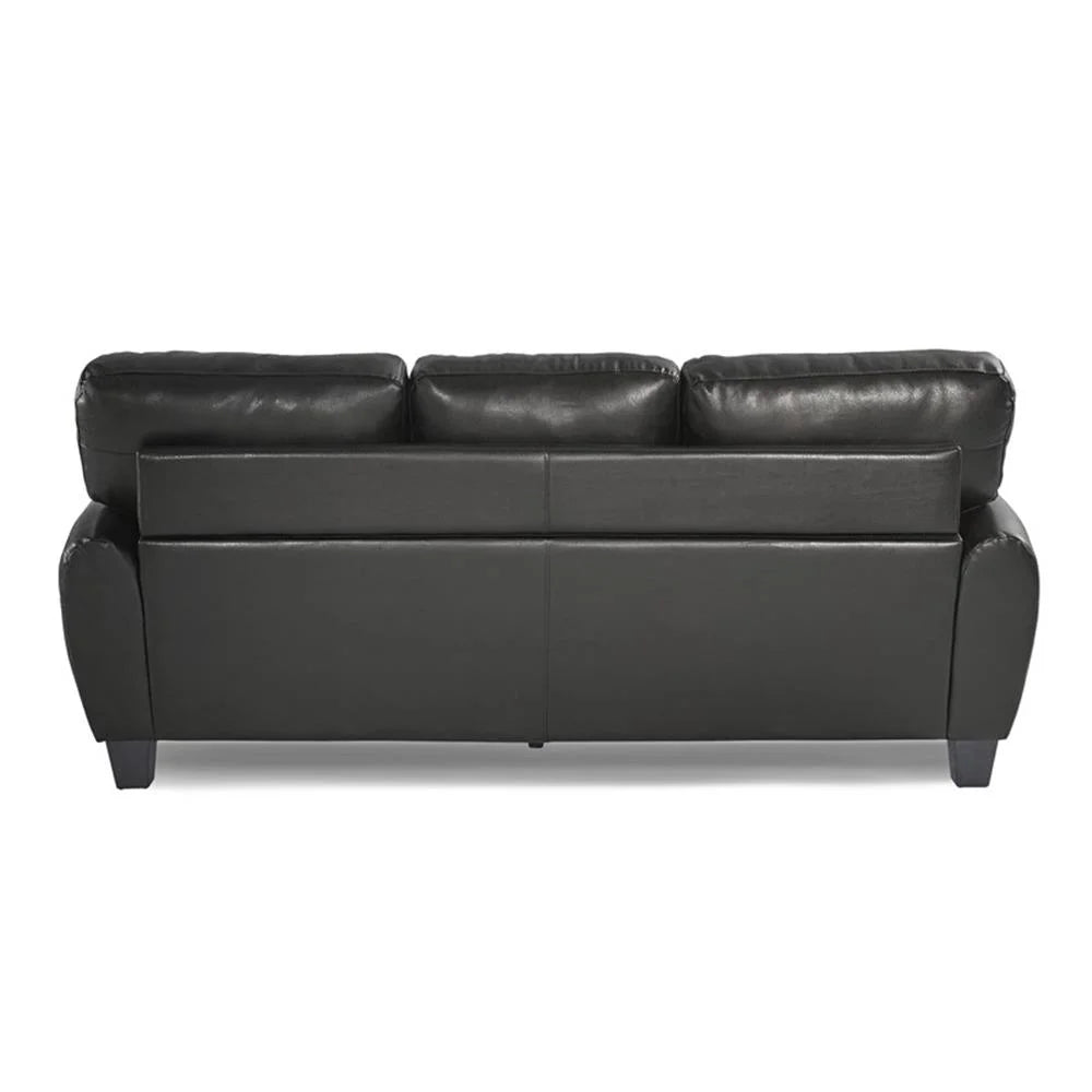 Pemberly Row 19" Contemporary Faux Leather Upholstered Sofa in Black