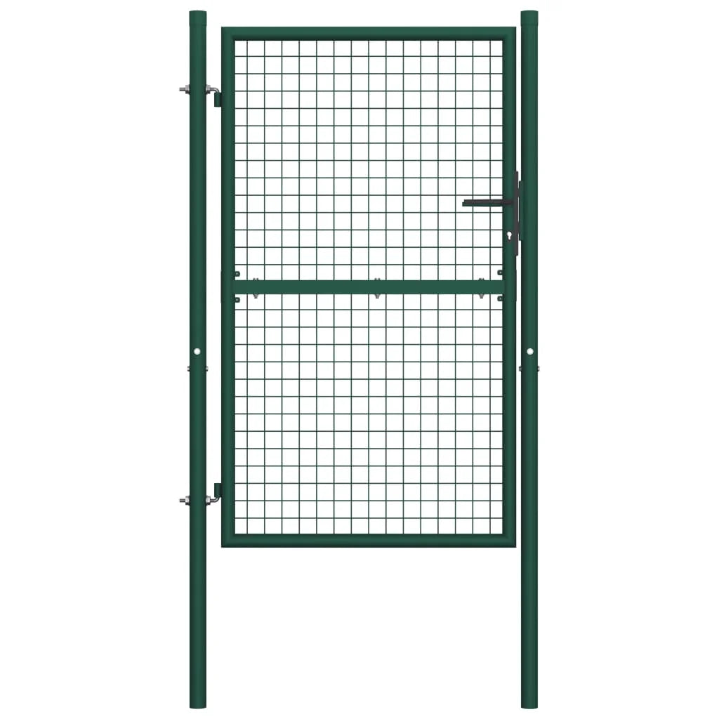 vidaXL Fence Gate Metal Fence Post Garden Gate for Outdoor Patio Steel Green