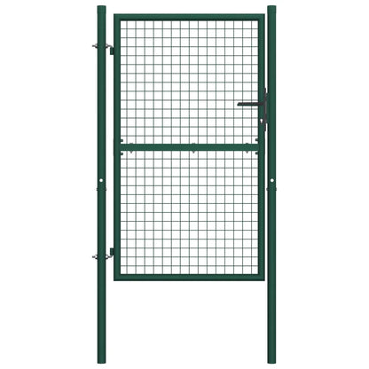 vidaXL Fence Gate Metal Fence Post Garden Gate for Outdoor Patio Steel Green