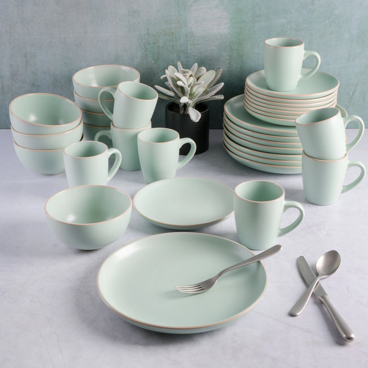 Gibson Home Rockaway 32 Piece Dinnerware Set - Gray