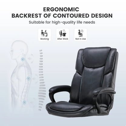 Mainstays Executive Ergonomic High Back Leather Home Office Desk Chair, Black