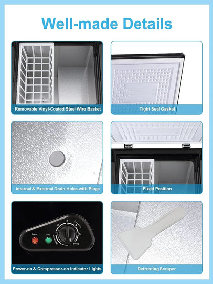 GGTB 3.0 Cu.ft Chest Freezer Top Open Door Compact Freezer with Adjustable Temperature Black