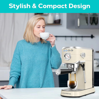 CASABREWS CM5418 20-Bar Espresso Machine and Coffee Maker, Silver