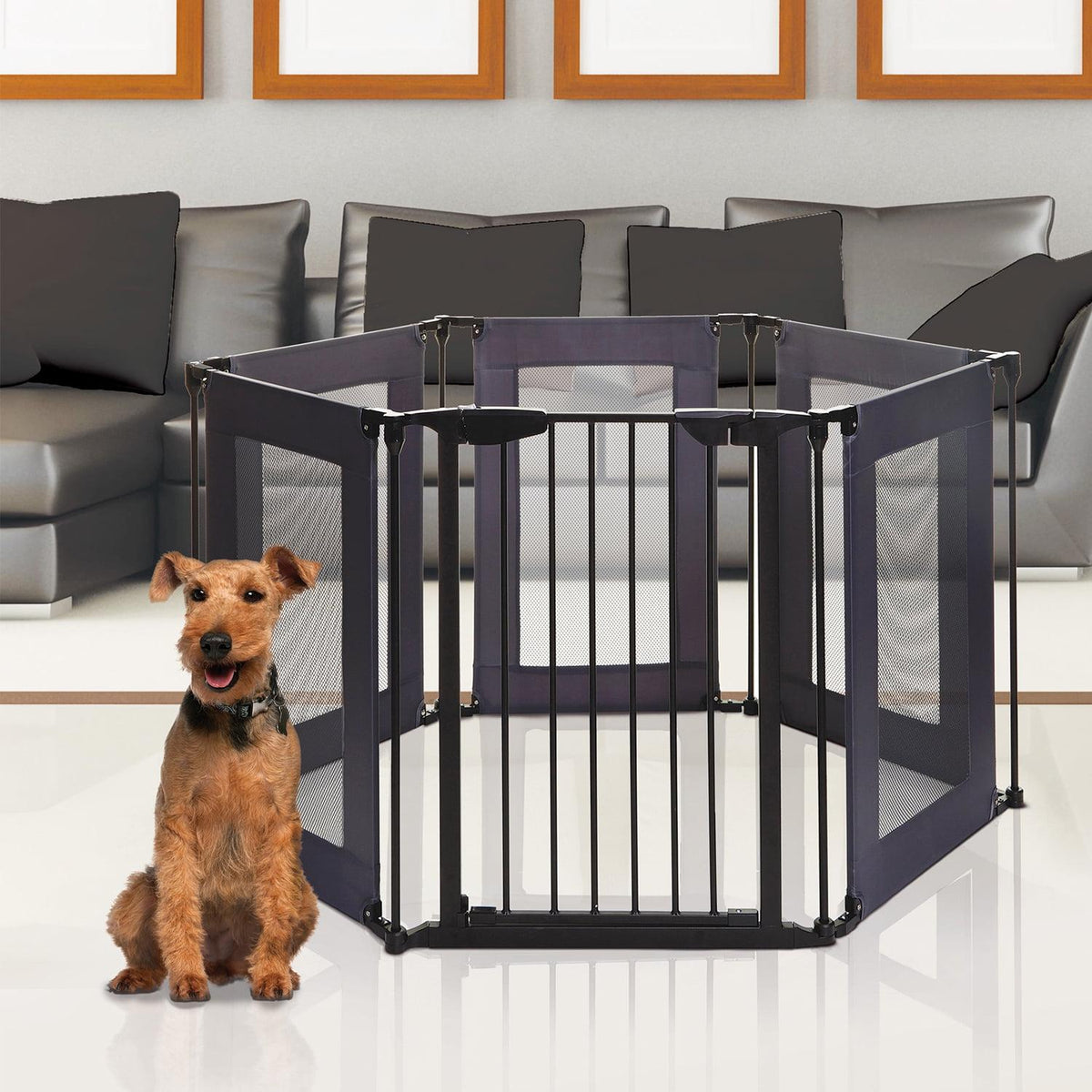 Brooklyn Converta 6 Panel Play-Pen &amp; Wide Barrier Gate