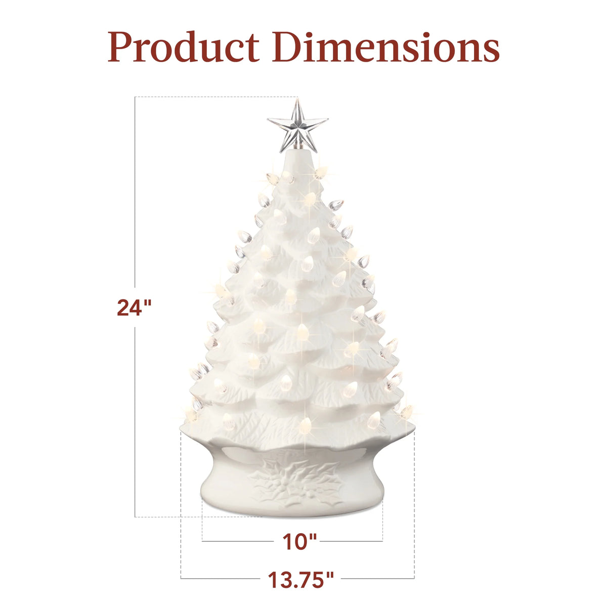 Best Choice Products 24in X-Large Pre-Lit Ceramic Christmas Tree Decor w/ 74 Multicolor Bulbs, LED Light - Green