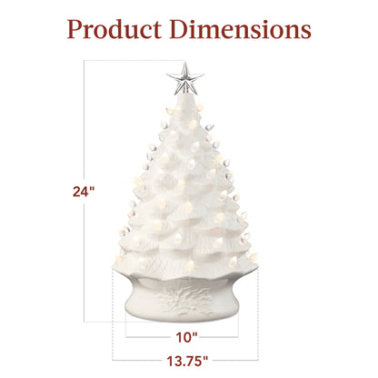 Best Choice Products 24in X-Large Pre-Lit Ceramic Christmas Tree Decor w/ 74 Multicolor Bulbs, LED Light - Green