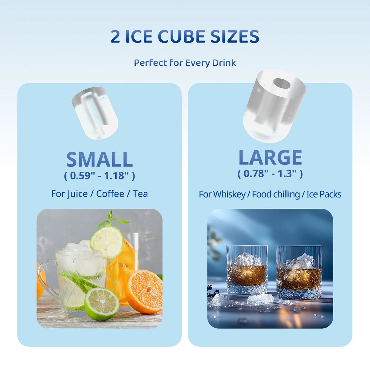 WETIE Countertop Ice Maker, 9 Bullet Ice Cubes in 6 Mins, 2 Ice Sizes, 26 lbs/24H with Removable & Washable Ice Tray & Scoop, with Self-Cleaning Function for Home/Kitchen/Camping/Party