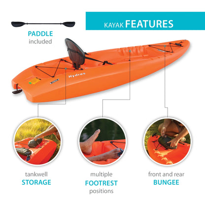 Lifetime Hydros 101 inch Sit-on-Top Kayak, Orange (90595)
