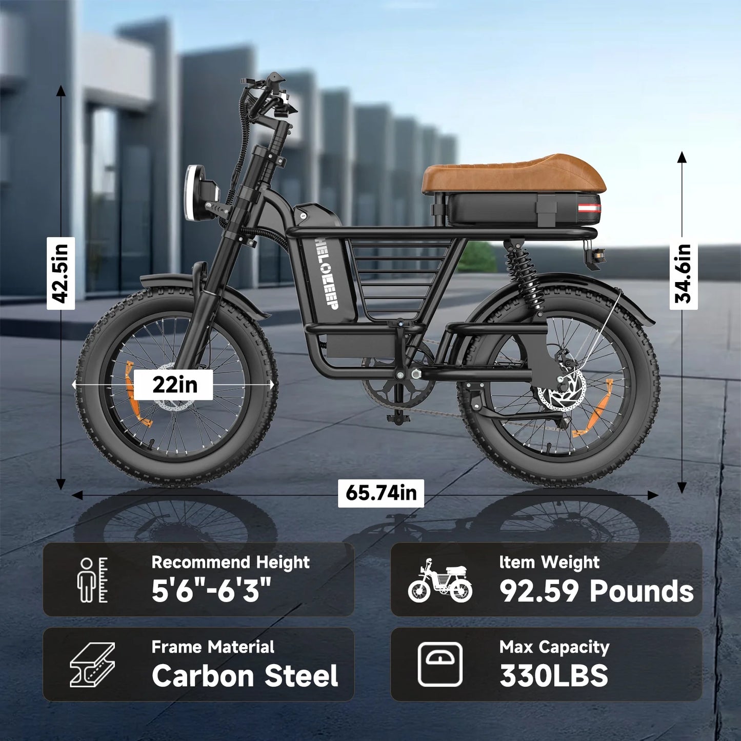 1500W Peak Electric Bike for Adults, 20" Fat Tire E-Bike, 48V 15Ah Battery, 7-Speed E-Mountain Bike with Storage Rack, UL2849