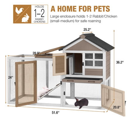 Rabbit Hutch Outdoor Bunny Hutch Indoor Rabbit Cage Wooden Habitat Small Animal Pet Poultry Cage