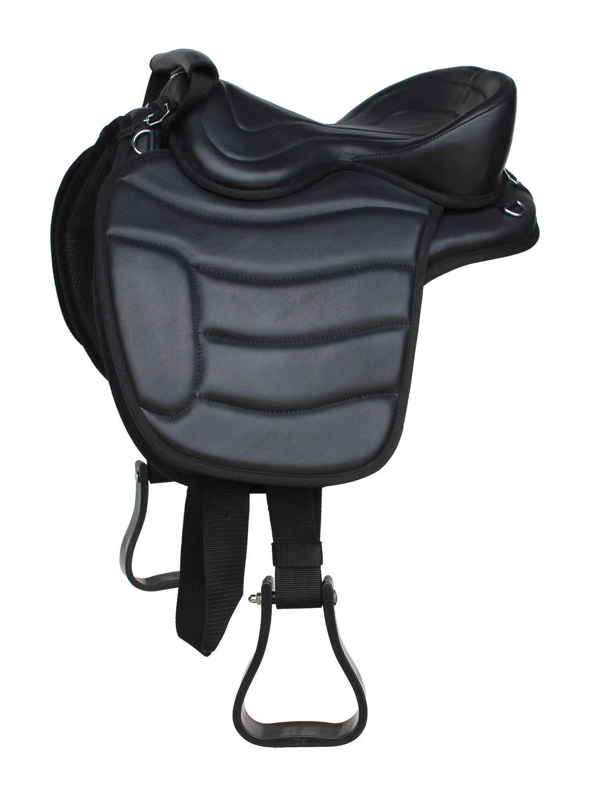 15" Western Horse Bareback Treeless Leather Saddle Pleasure Trail Riding 49103BK