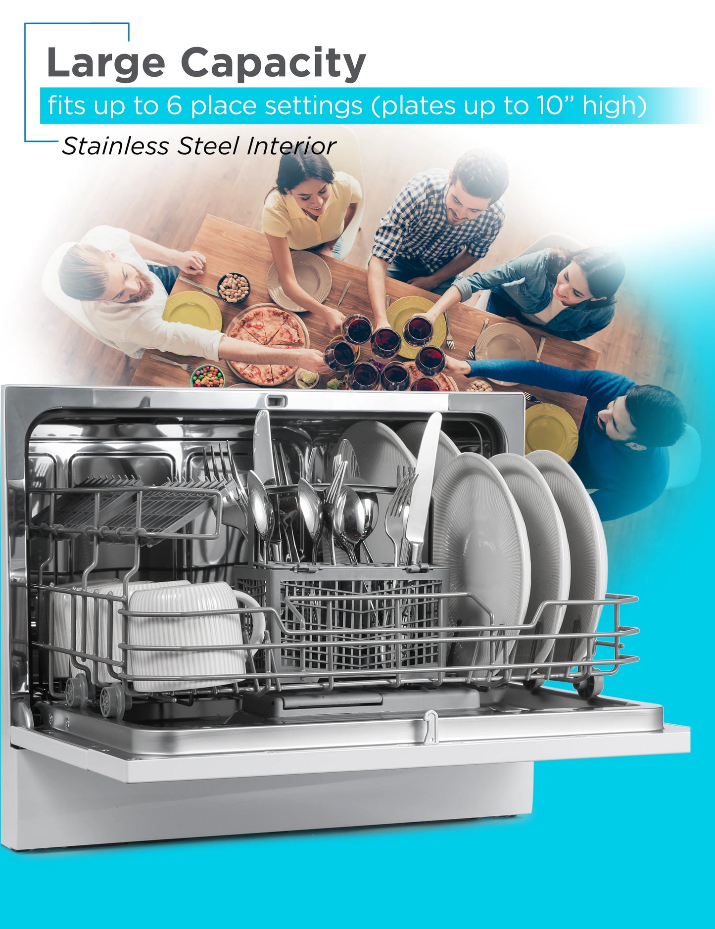 BLACK?Ӕ BCD6W Compact Countertop Dishwasher, 6 Place Settings, White