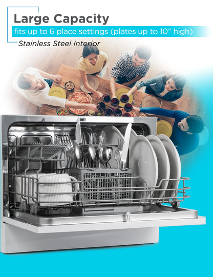 BLACK?Ӕ BCD6W Compact Countertop Dishwasher, 6 Place Settings, White