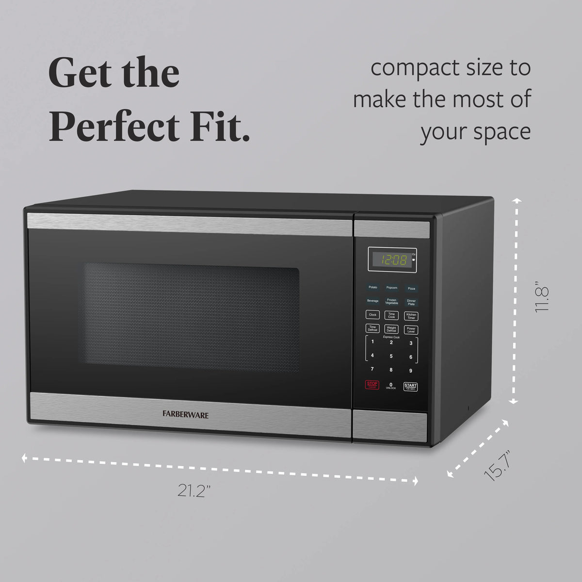 Farberware FMGZ09BKA 0.9 Cu. Ft. Microwave Oven, 900W, Digital Control, LED Display, 6 Cooking Presets, Black