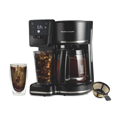 Hamilton Beach 2-Way Programmable Iced/Hot Coffee Maker, Single-Serve and 12 Cup Glass Carafe, 47501J