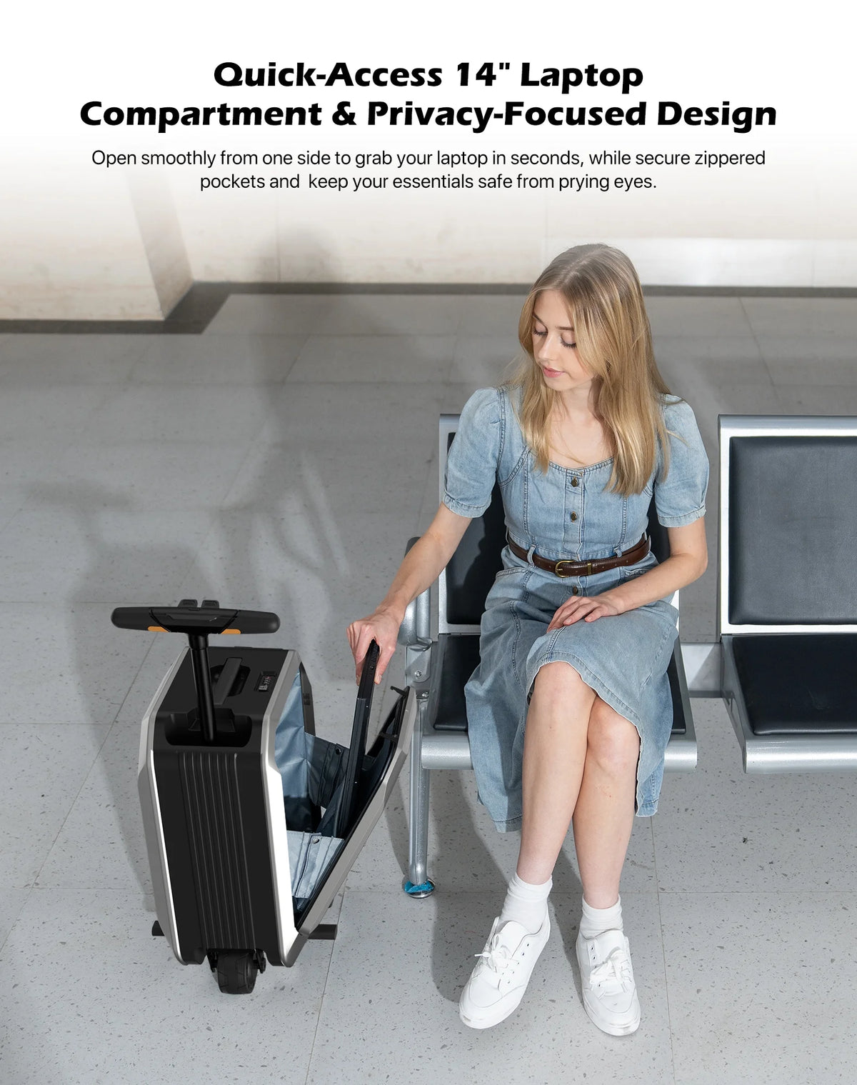 L2-S Smart Rideable Luggage, Foldable Electric Scooter Suitcase, 6.2 mph Max Speed, 6.2-Mile Range, Lightweight Portable Design for Travel & Commute