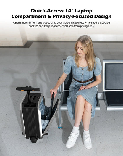 L2-S Smart Rideable Luggage, Foldable Electric Scooter Suitcase, 6.2 mph Max Speed, 6.2-Mile Range, Lightweight Portable Design for Travel & Commute