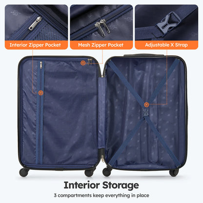 3 Piece Luggage Sets Hard Shell Suitcase Set with Spinner Wheels for Travel Trips Business 20" 24" 28", Rose Gold
