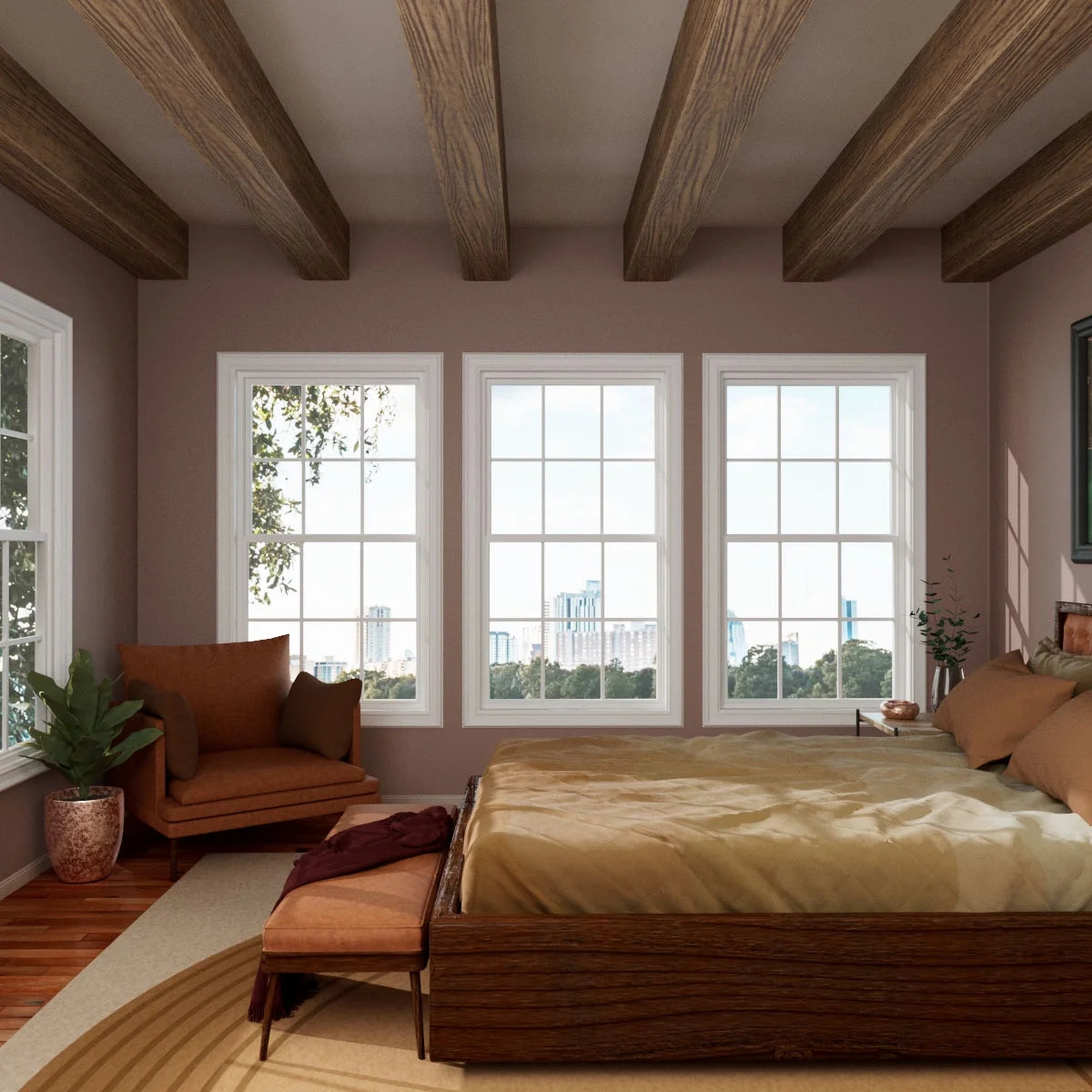 Ekena Millwork 3 1/2"W x 3 1/2"H x 120"L 3-Sided (U-Beam) Mena HeritageTimber Faux Wood Ceiling Beam, Kona Brown