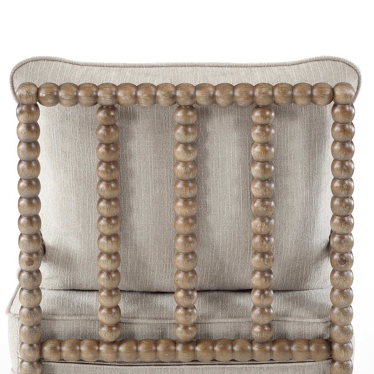 Duhome Upholstered Dining Chair Spindle Spool Accent Chair Linen Fabric Armchair with Wood Frame, Brown+Beige