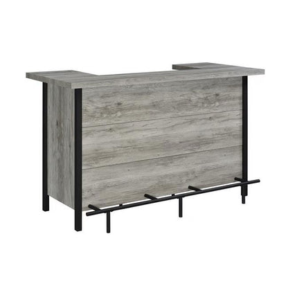 71 Inch Rectangular Home Bar Serving Unit Storage Shelves 2 Tiers Brown