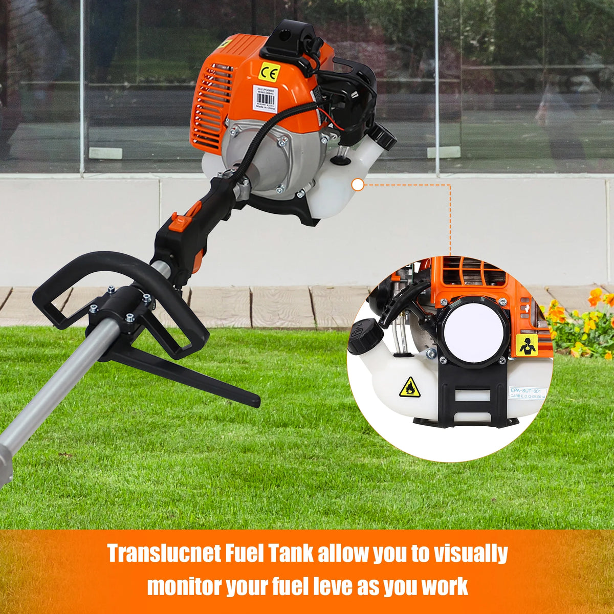 SYNGAR 10-in-1 Grass Trimmer Weed Eater Combos, 52CC 2-Cycle Full Crank Shaft Gas Powered Weed Eater with Gas Pole Saw, Hedge Trimmer and Brush Cutter, Grass Trimming Tool for Garden, Lawn Care