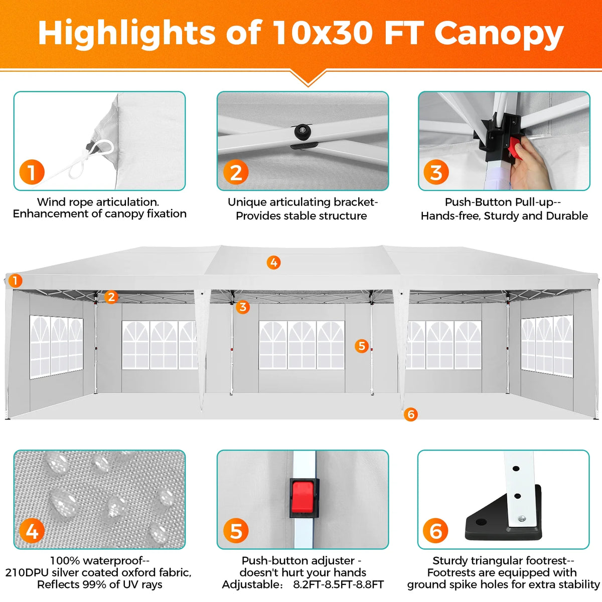 SANOPY 10'x10' EZ Pop Up Canopy Tent Outdoor Party Instant Shelter Portable Folding Beach Canopy with 4 Sandbag & Carrying Bag, Black