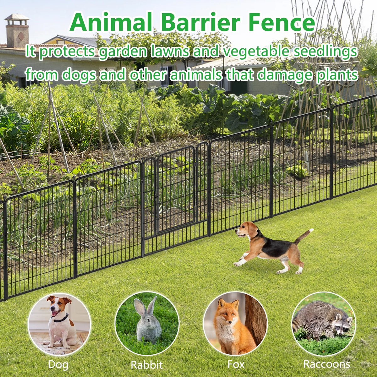 Txh001 Metal Garden Fence 28ft(L)��40in(H) Animal Barrier Metal Decorative Garden Fencing with Gate