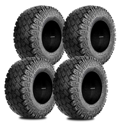 Set 4 WOLF PACK 18X8.50-8 Golf Cart Tires Non-Directional Tubeless Tire Multi-Terrain Tire with Superior Traction and Mud-Resistant Self-Cleaning Tread Design for Long-Lasting Performance
