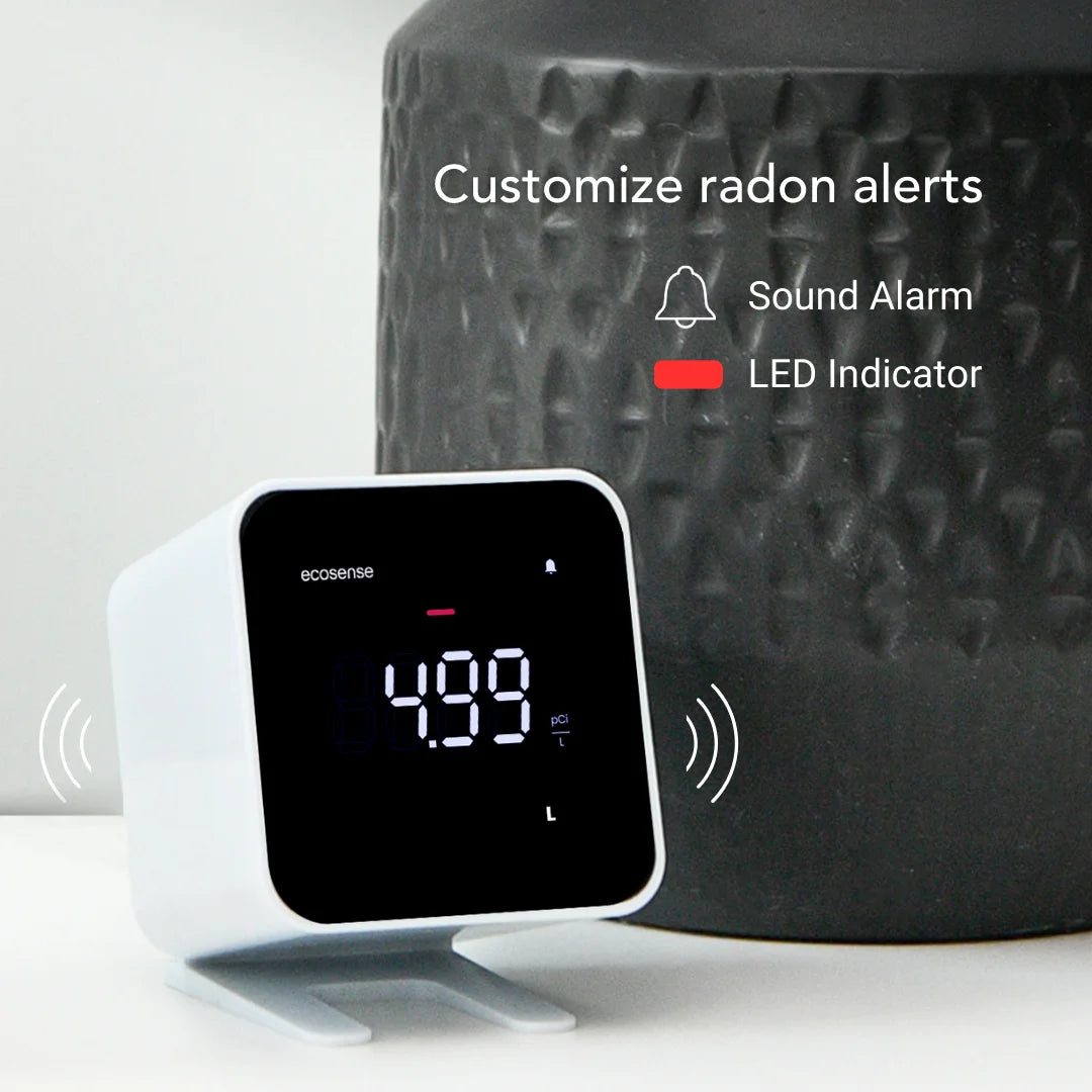 Ecosense EB100 EcoBlu, Digital Radon Detector, Fast & Accurate, Short-Term and Long-Term Monitoring, Full Size LED Screen, Easy to Use (White)